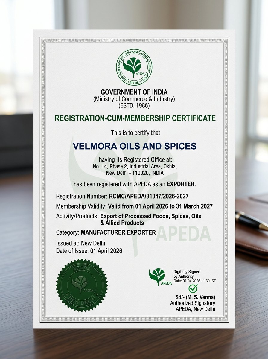 APEDA Certificate Page 1